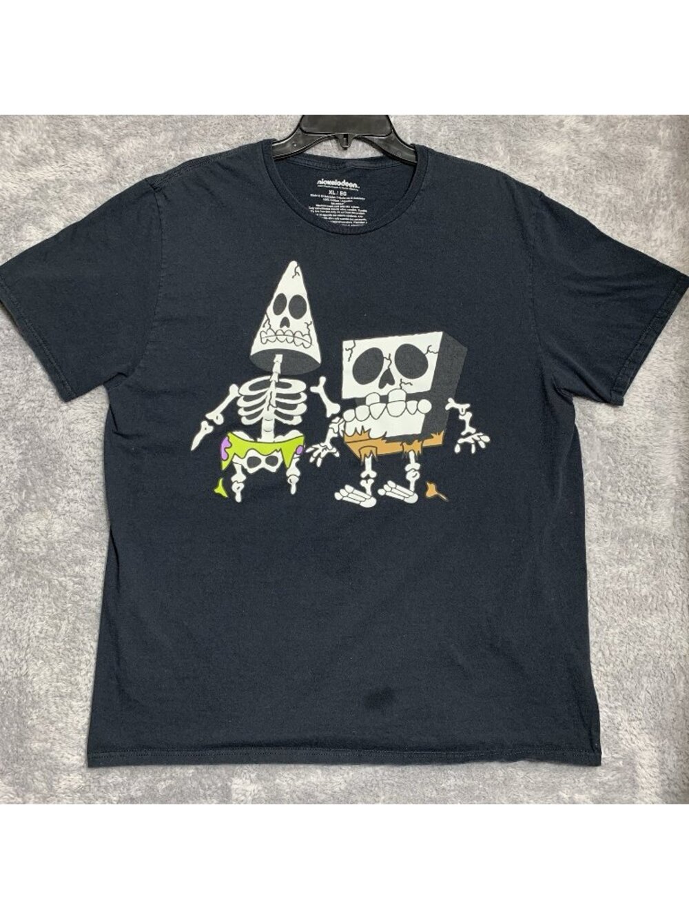 Nickelodeon SpongeBob Patrick Skeleton T Shirt Mens XL Black Halloween Graphic